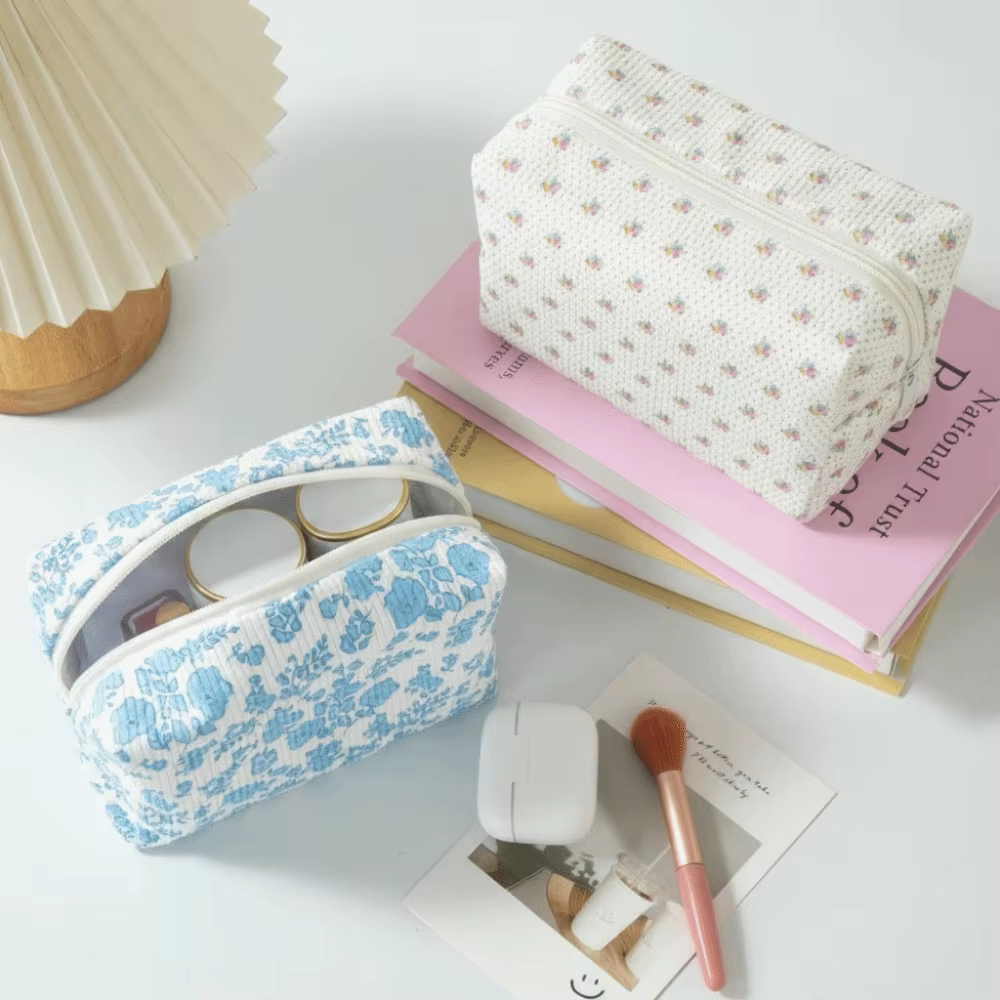 Neceser pana para maquillaje – Bolsa cosméticos con cierre gran capacidad