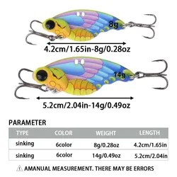 Señuelo vibratorio tipo cicada metal mariposa para lubina y carpa