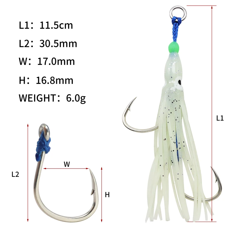 ZYZHE Anzuelo de asistencia jigging aguas profundas – pesca de fondo - imagen 5