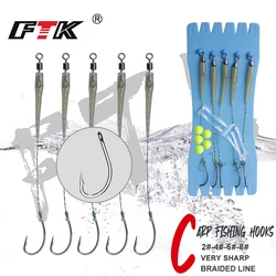 FTK Anzuelos para Carpa Feeder con Montura Pelo y Metal