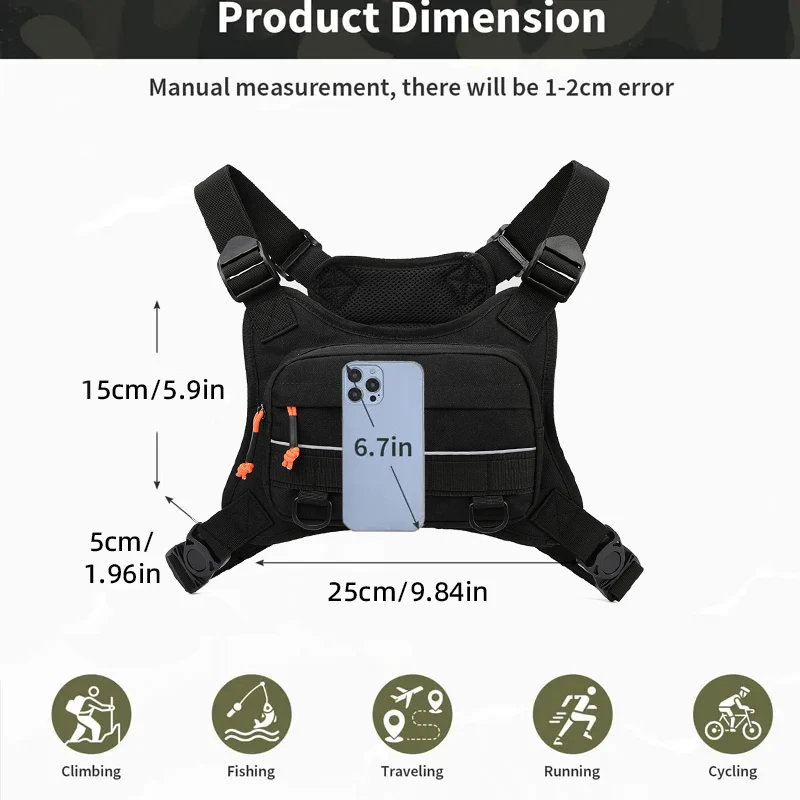 Bolsa de pecho táctica con tiras reflectantes