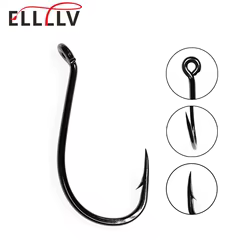 Elliv Anzuelo Offset Pico de Pulpo Negro – Alto Carbono #10/0