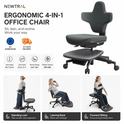 Silla ergonómica Newtral con piernas cruzadas y ruedas, respaldo