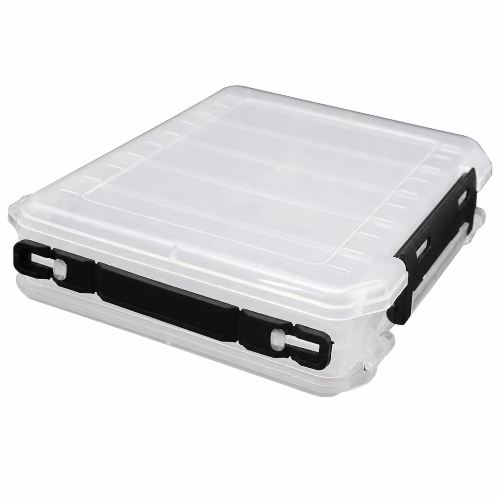Caja de señuelos DKSHETOY vista frontal con doble compartimento