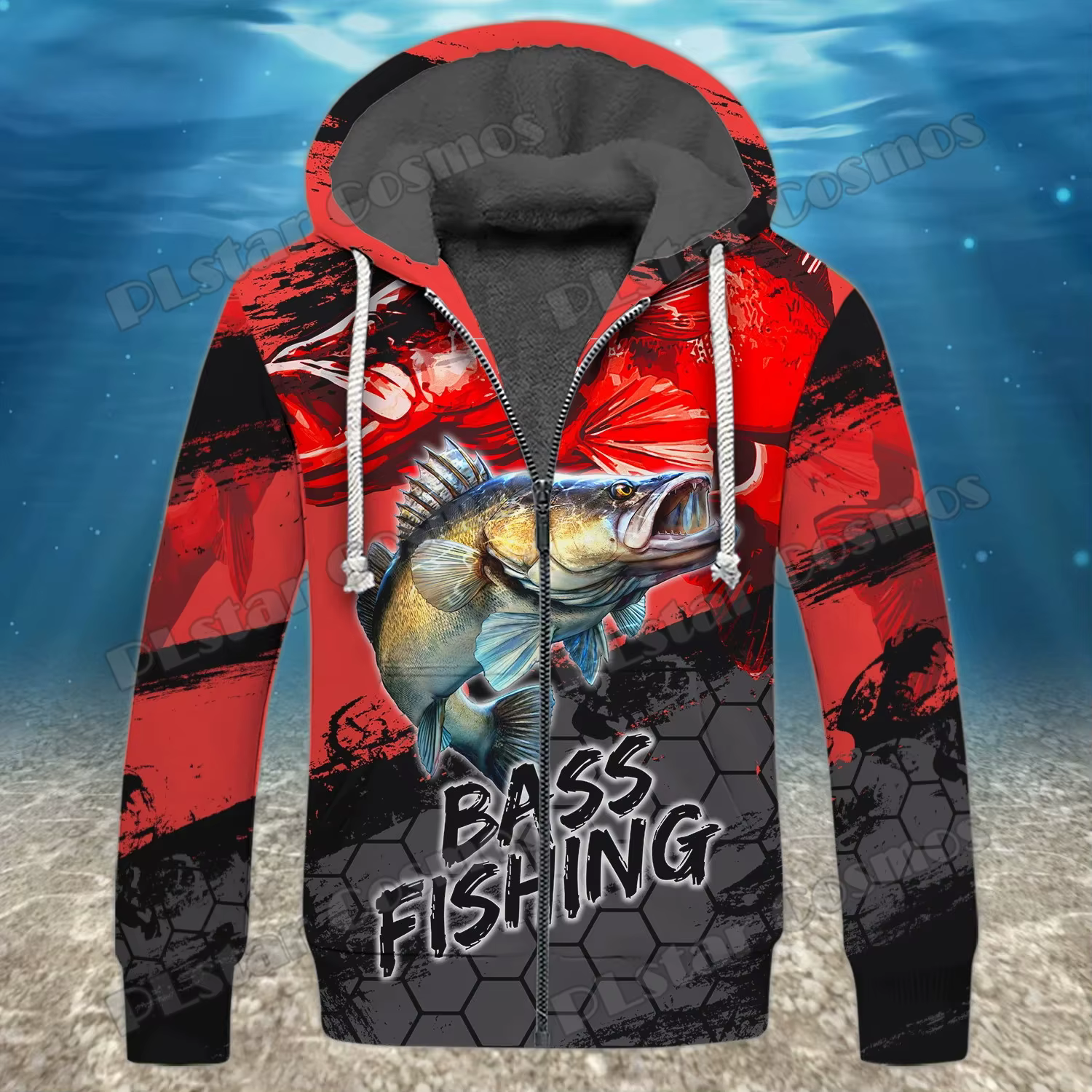 Sudadera pesca JH14 forro polar – Estampado perca amarela - imagen 5