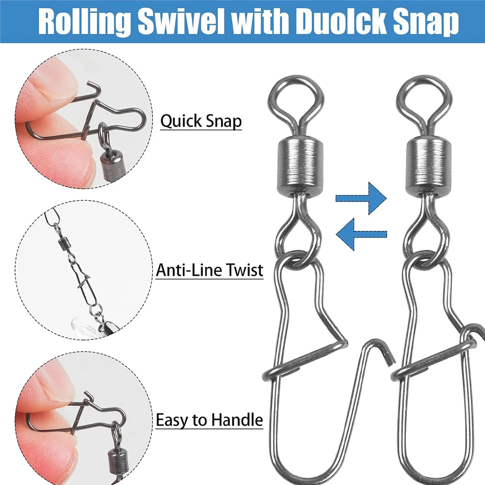 Giratorios con mosquetón Duo Lock acero inoxidable para pesca - imagen 2