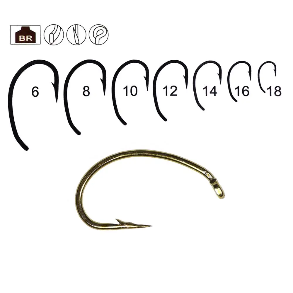 Bimoo Anzuelo Ninfa bronce curvado para trucha
