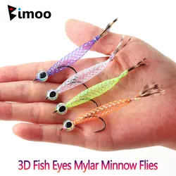 Moscas de tubo Bimoo con ojos 3D y flash para salmón y trucha