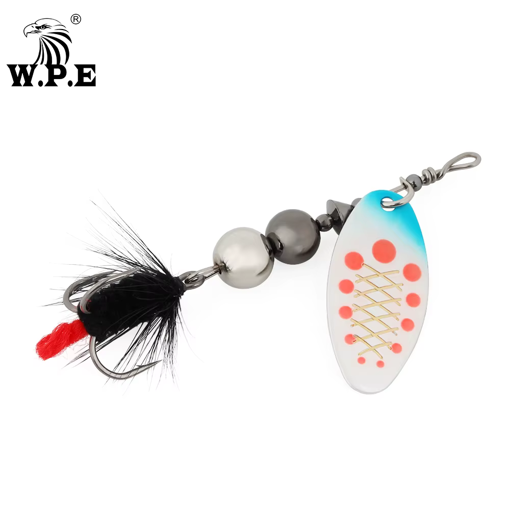 W.P.E Cuchara giratoria latón – Anzuelo triple cebo duro lubina 6-