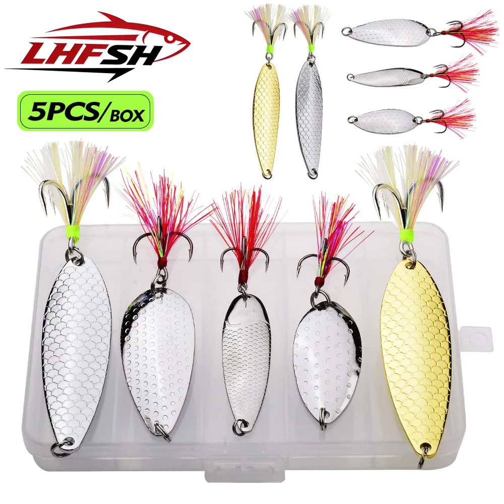 Señuelo LHFSH metálico para jigging y lubina con pluma y lentejuela