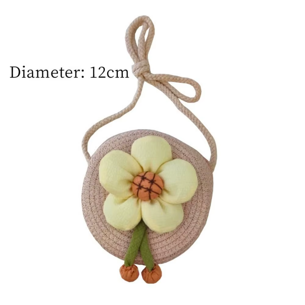 Bolso infantil mini de paja con diseño floral