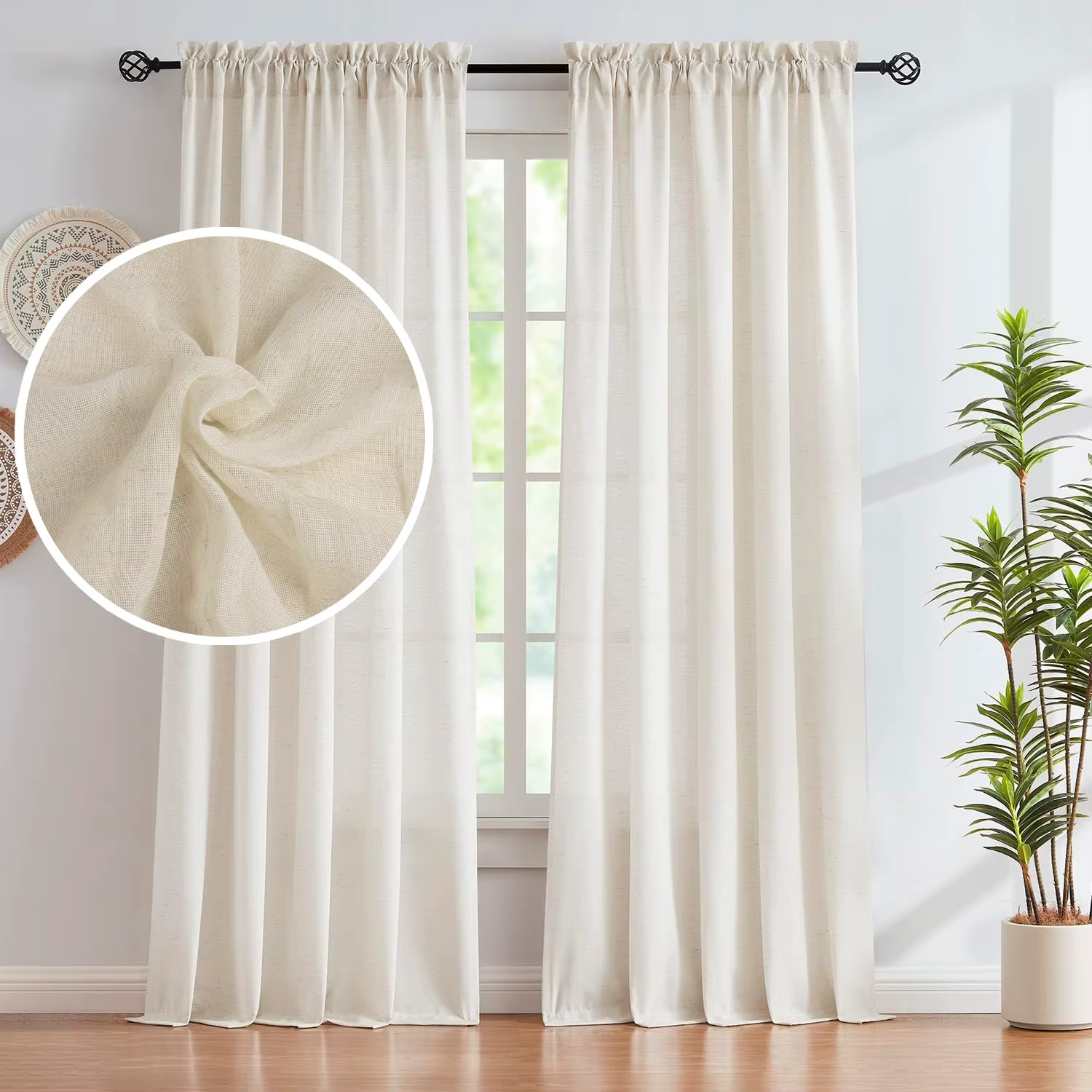 Cortinas de Lino Semitransparentes – Filtran la Luz, Estilo Rústico Natural