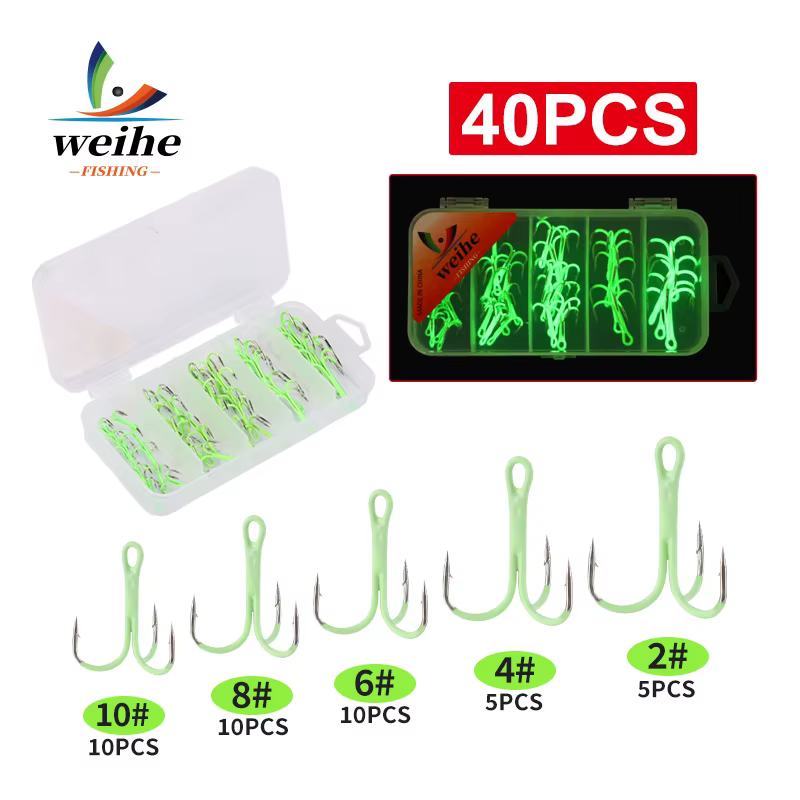 Anzuelos triples luminosos WEIHE – Mini ancla para señuelos