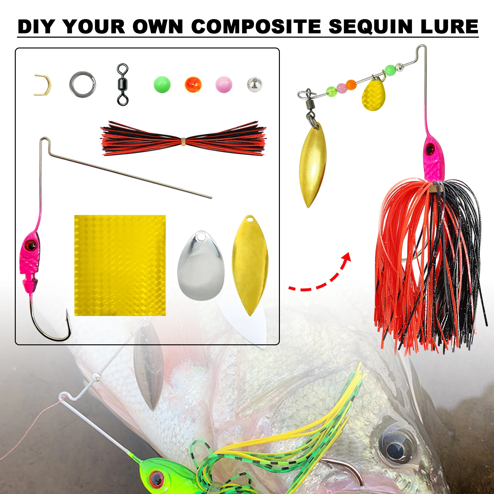 FREE FISHER Kit DIY de spinnerbaits con faldas de goma - imagen 5