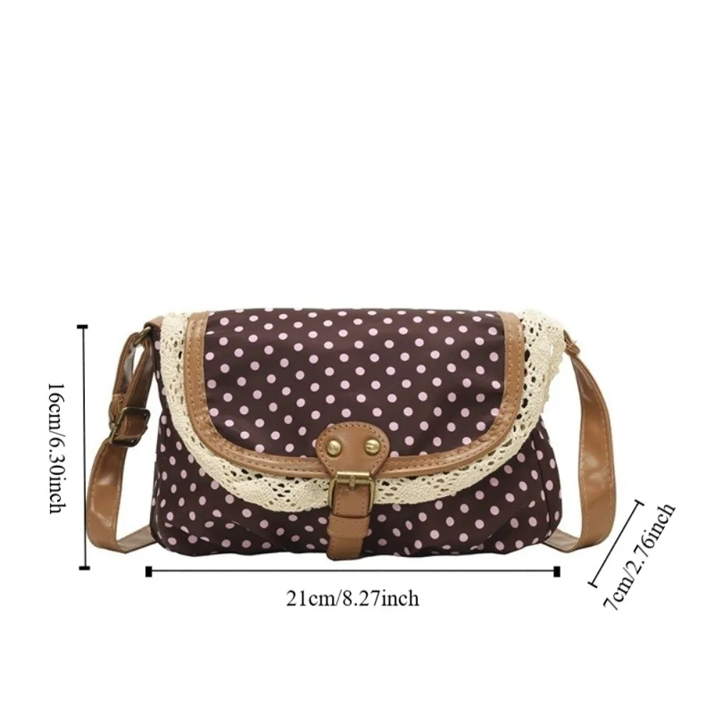 Bolso bandolera vintage de lona con ribete de encaje y estampado - imagen 5