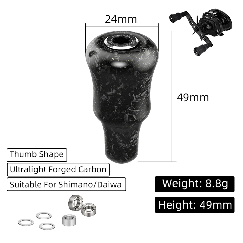 Perilla de potencia de carbono GOMEXUS para manivela de carrete