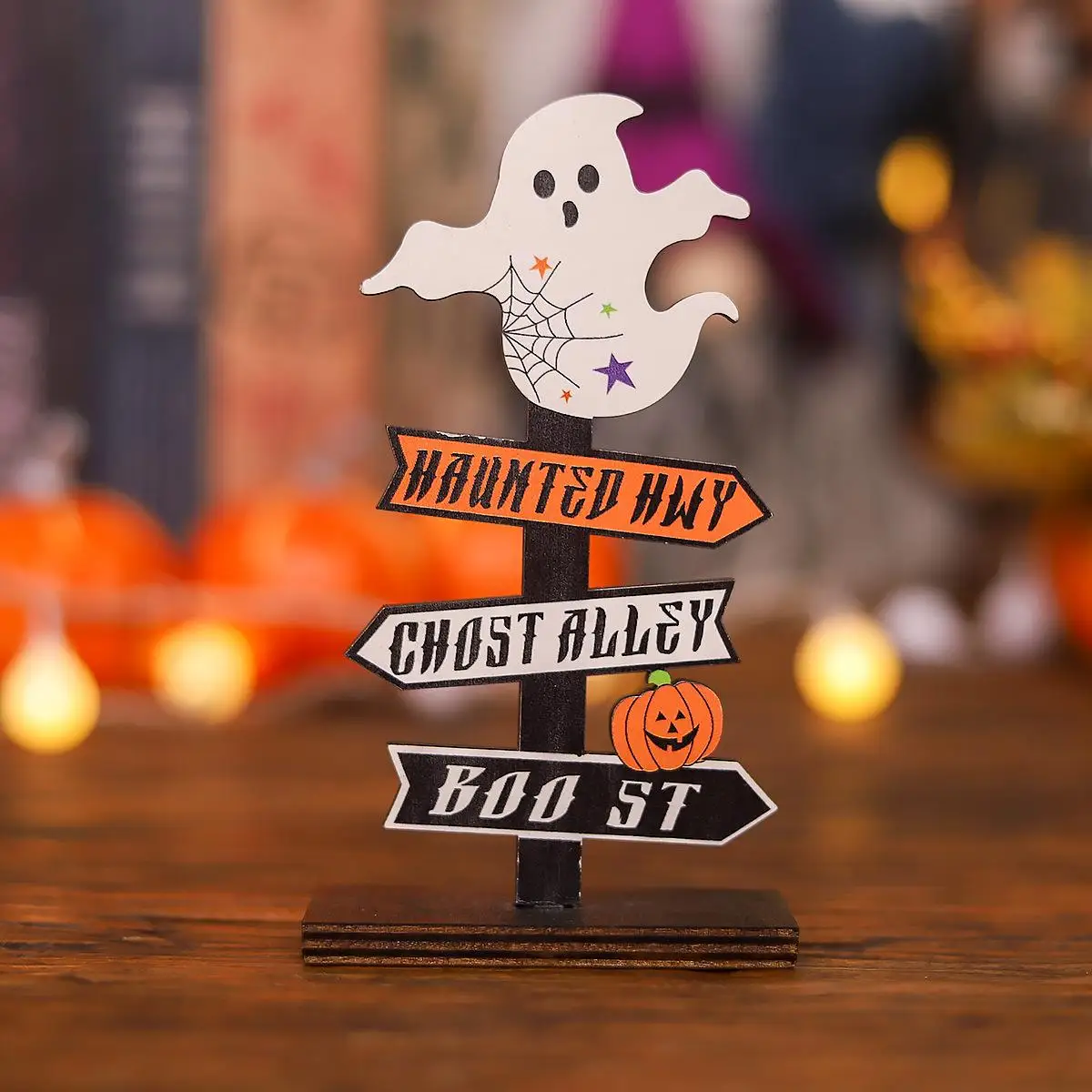 Adornos de madera Halloween 2026: calabaza y fantasma para escritorio - imagen 4