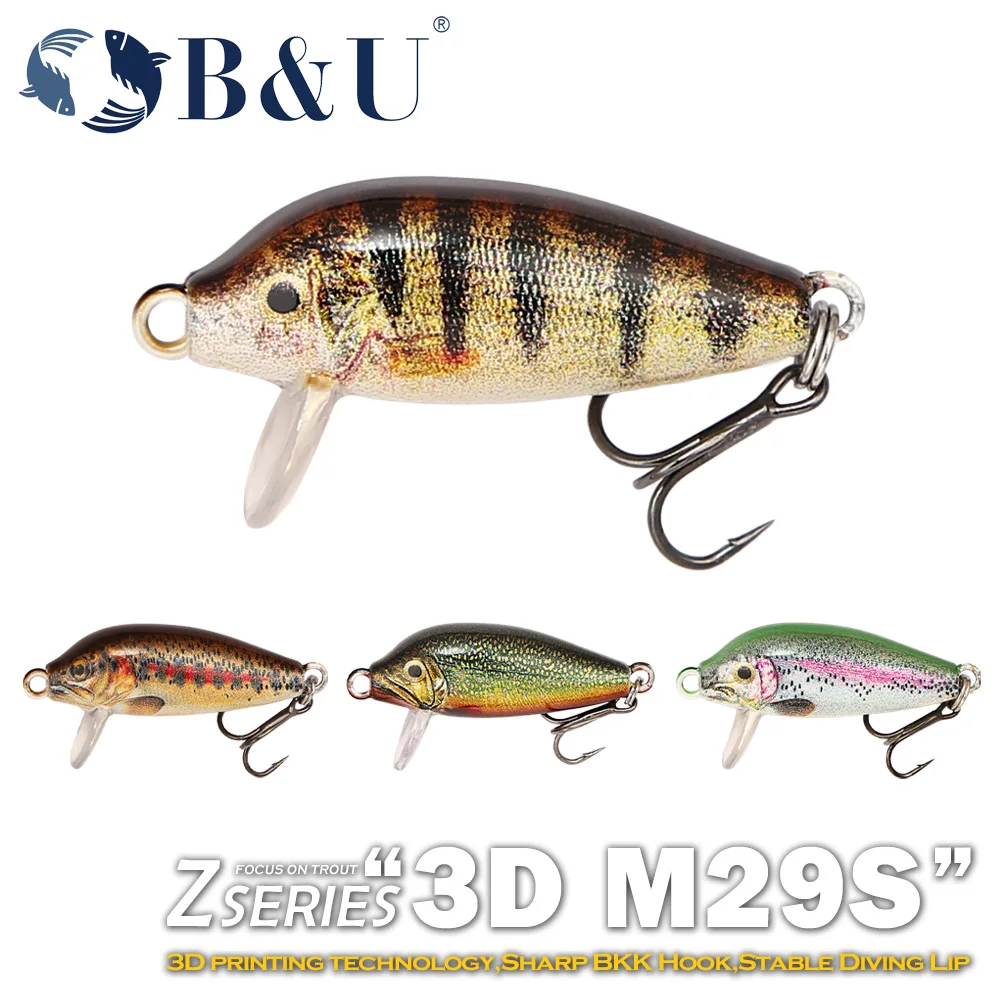 B&U Sinking Minnow para trucha: señuelo duro Jerkbait con anzuelo BKK - imagen 4