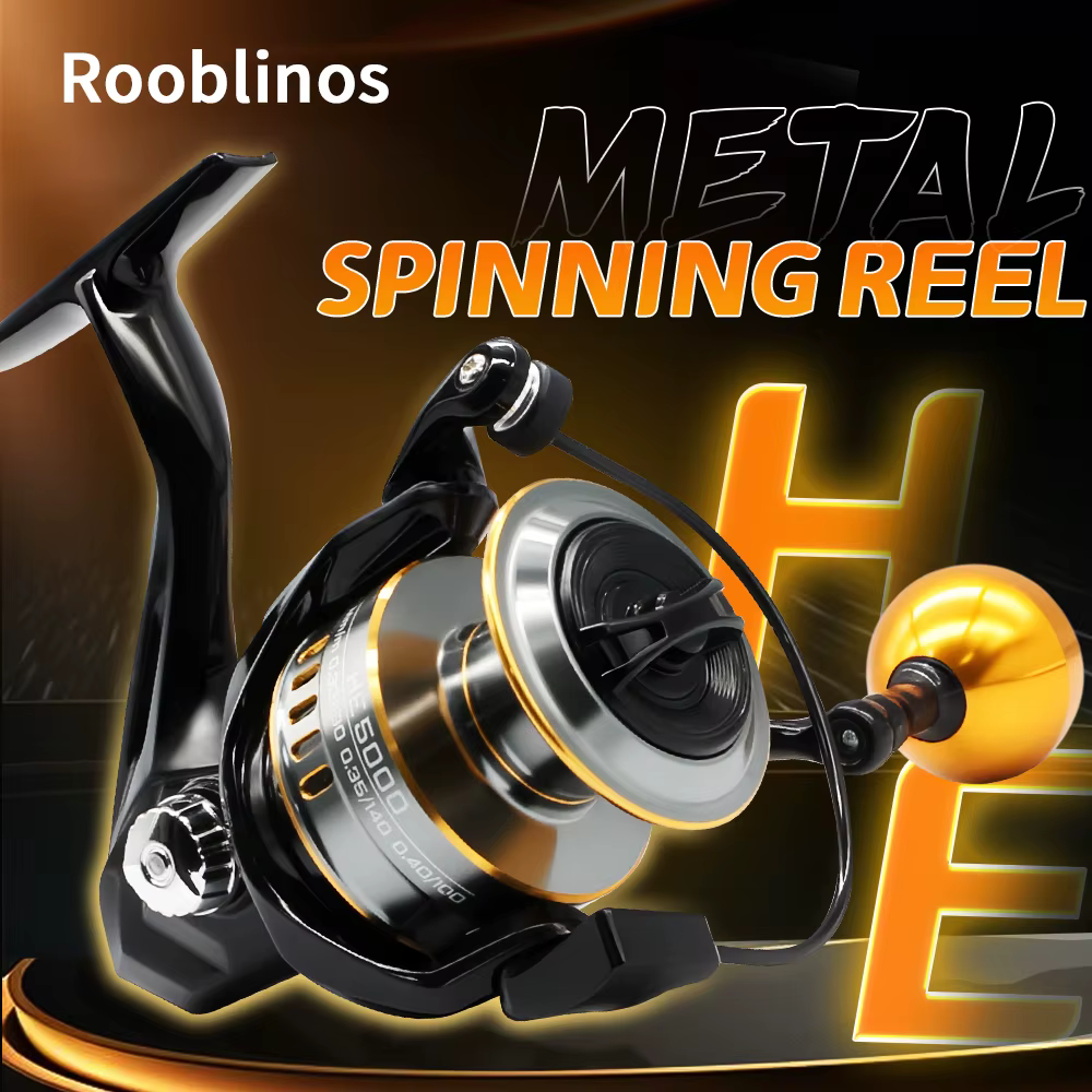 Carrete Spinning Rooblinos HE – Ultraligero metálico, freno potente mar y río - imagen 2