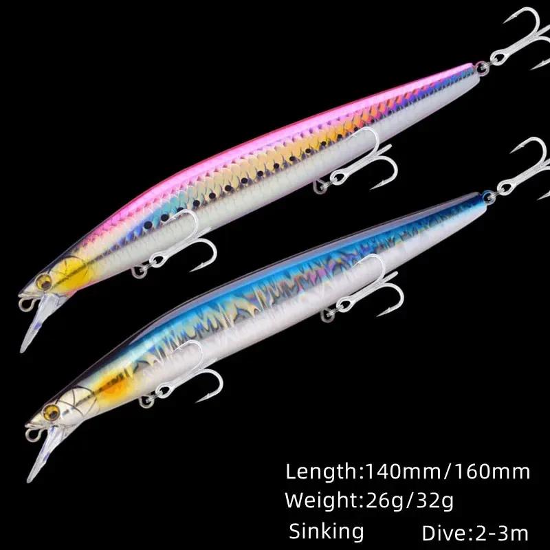 Wobbler Jerkbait de pececillo para lubina, hundidor