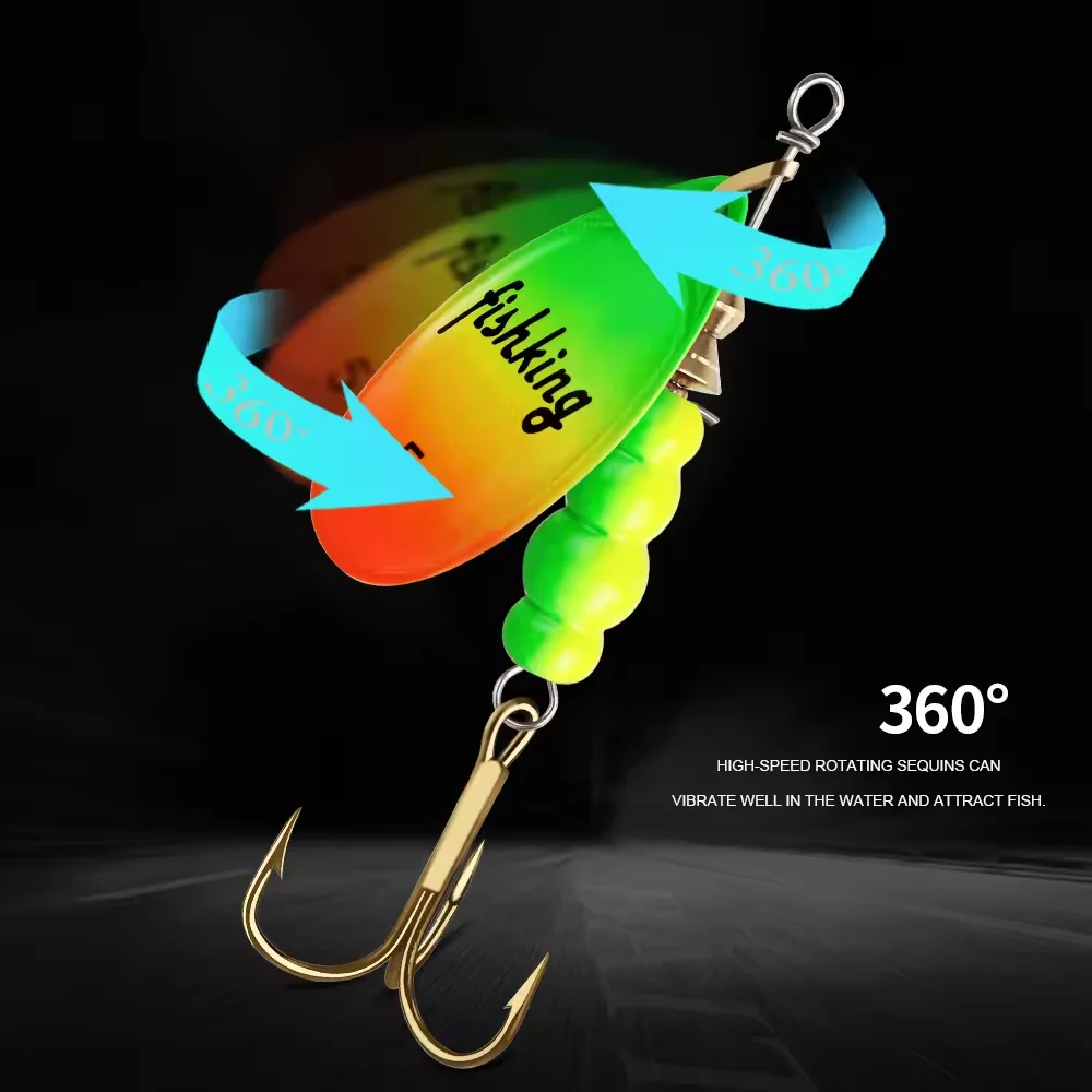Señuelo tipo cuchara giratorio metálico 360° con anzuelo triple - imagen 5