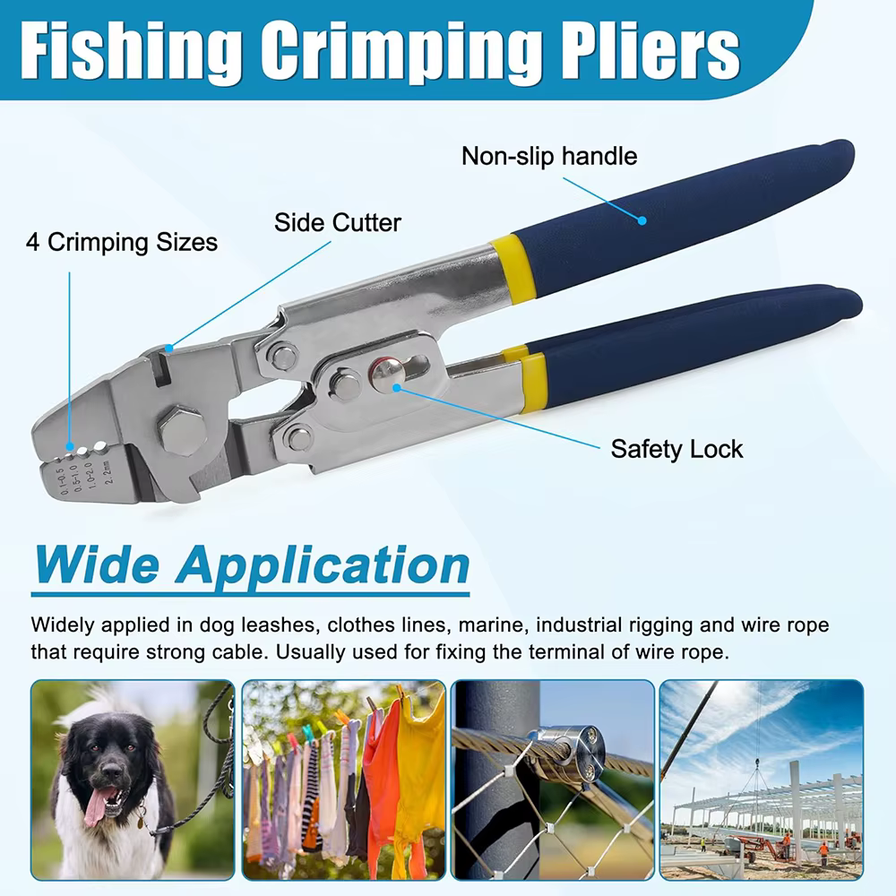 Kit de Crimpado para Pesca con Alicates, Mangas de Acero y Cuentas