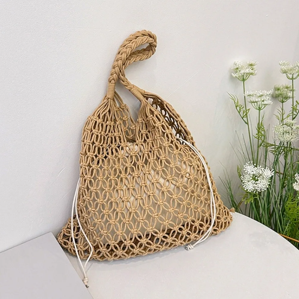 Bolso Tote tejido calado bohemio de paja para playa, gran capacidad - imagen 2