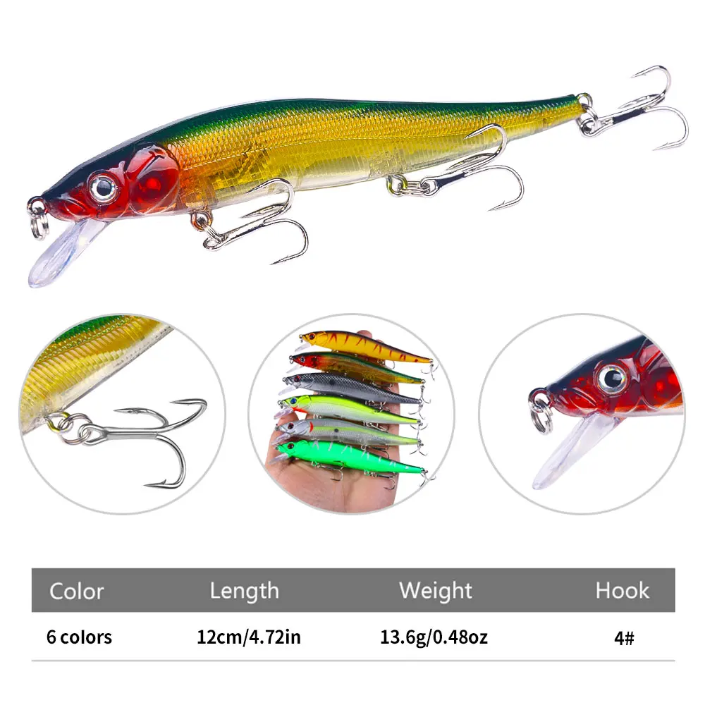 Señuelo minnow hundible para lucios y carpas, vista lateral