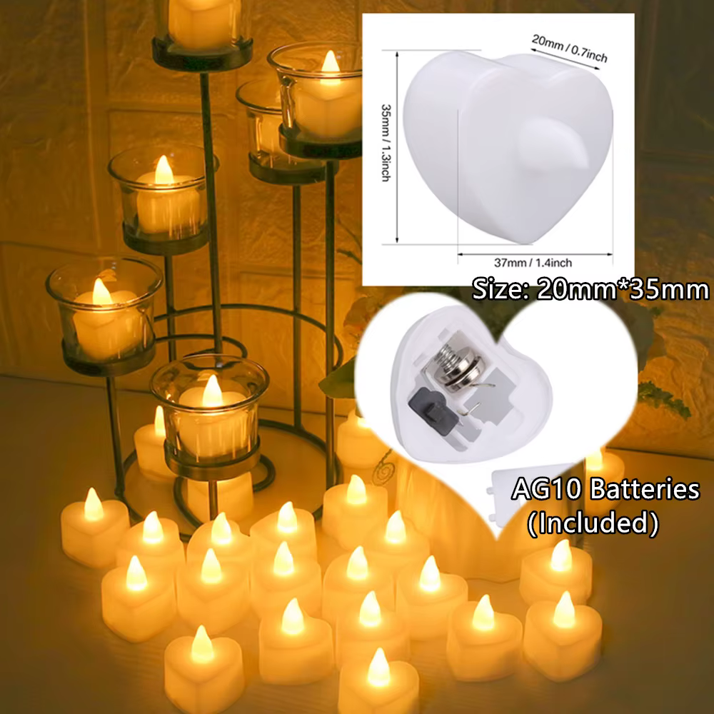 Velas LED en forma de corazon - Romanticas, sin llama - San Valentin - imagen 5