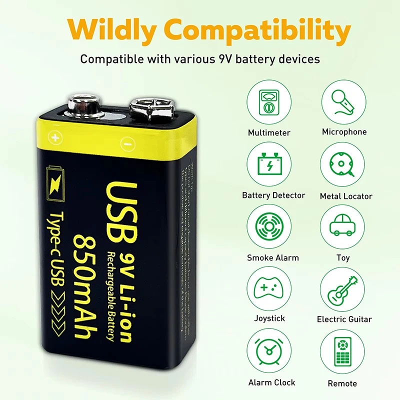 Batería recargable USB-C de litio para multímetro y RC