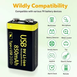 Batería recargable USB-C de litio para multímetro y RC