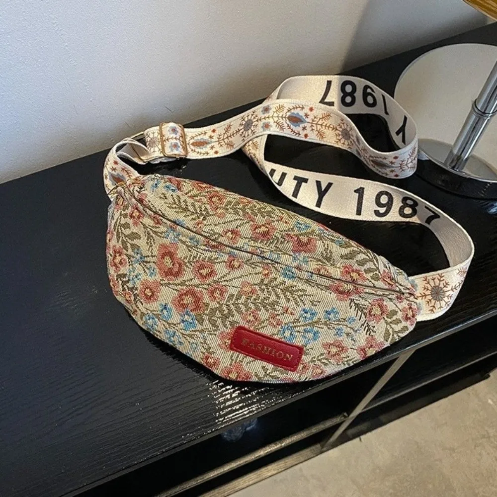 Bolso bandolera de lona floral con cierre cremallera estilo dumpling - imagen 2