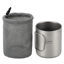 TOMSHOO Taza de titanio de doble pared para camping y senderismo