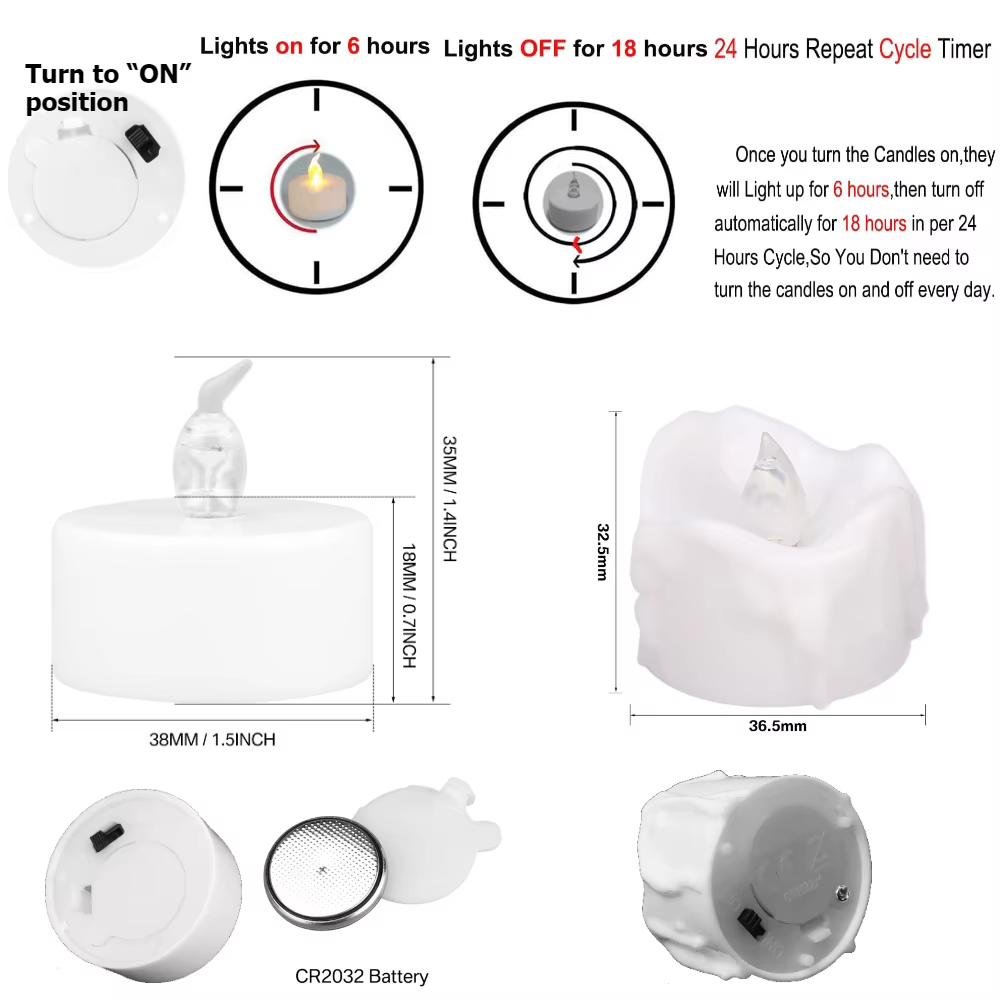 Luces de té LED parpadeantes sin llama con temporizador pesca nocturna - imagen 5