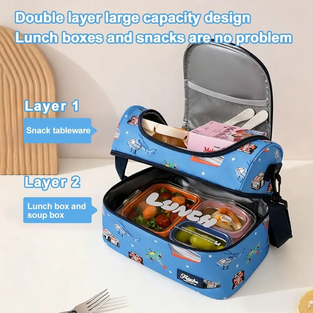 Bolsa infantil de almuerzo con diseño de doble compartimento