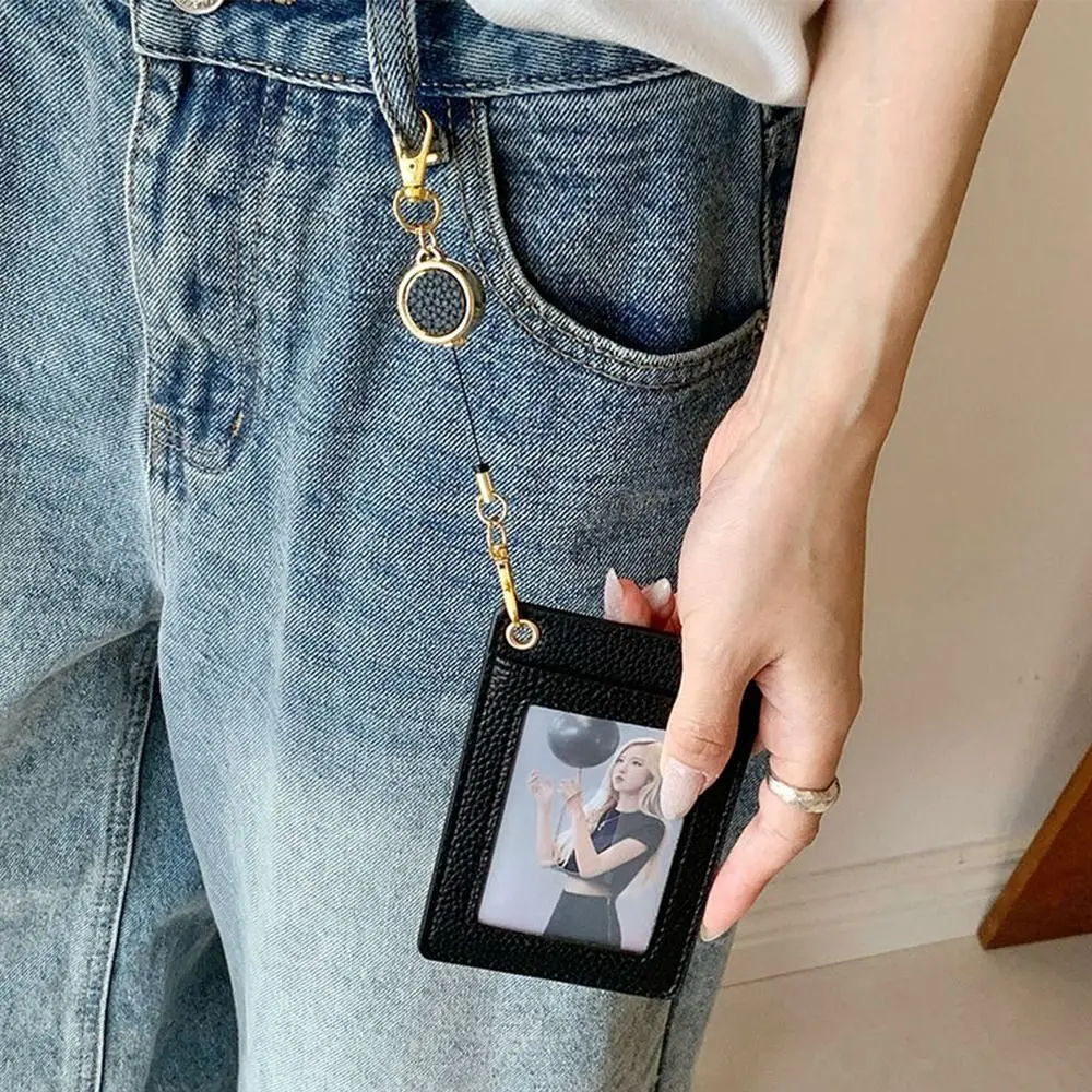 Porta tarjetas retráctil de PU con ventana transparente protector - imagen 4