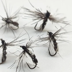 Anzuelos mosquitos imitación pluma negra plateados – alta captura