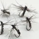Anzuelos mosquitos imitación pluma negra plateados – alta captura