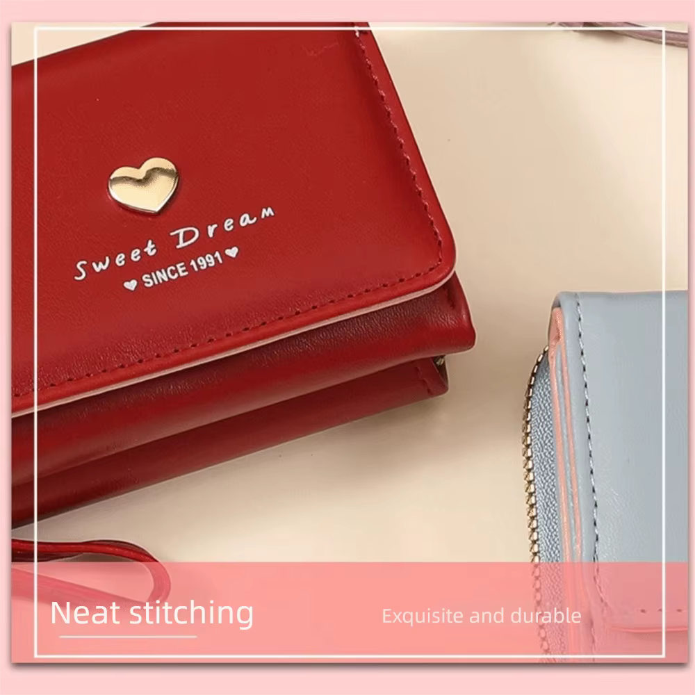 Monedero corazón de amor en tonos rosa y negro, estilo retro