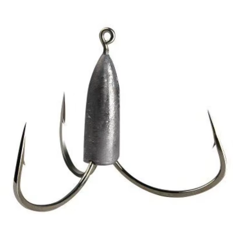 Anzuelos triples acero alto carbono con púas y cabeza jig plateada - imagen 3