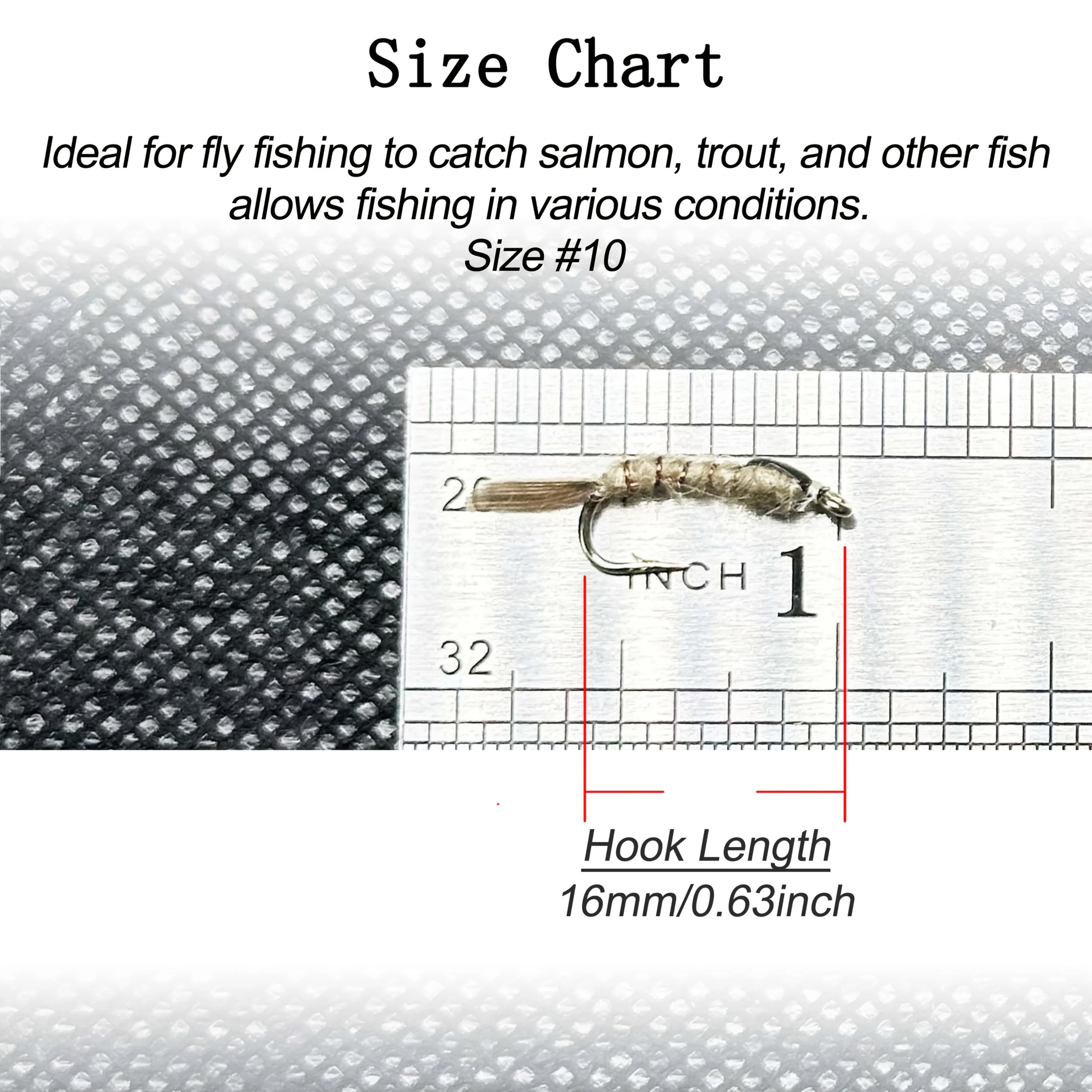 Detalle del señuelo para pesca con mosca húmeda