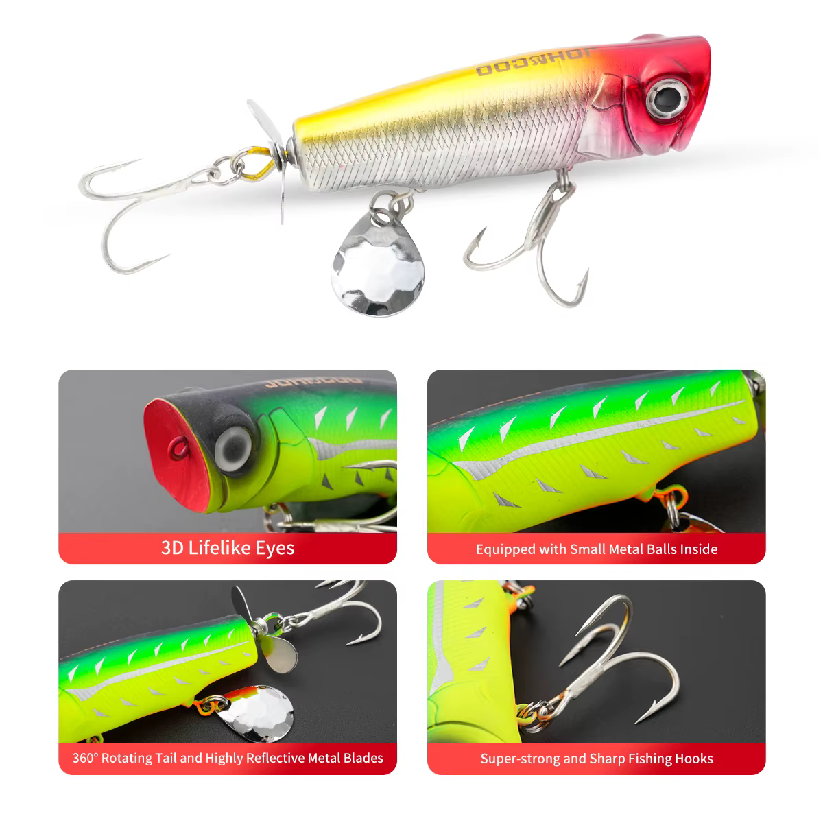 Johncoo Popper topwater para lubina con hélice – Flotante - imagen 3