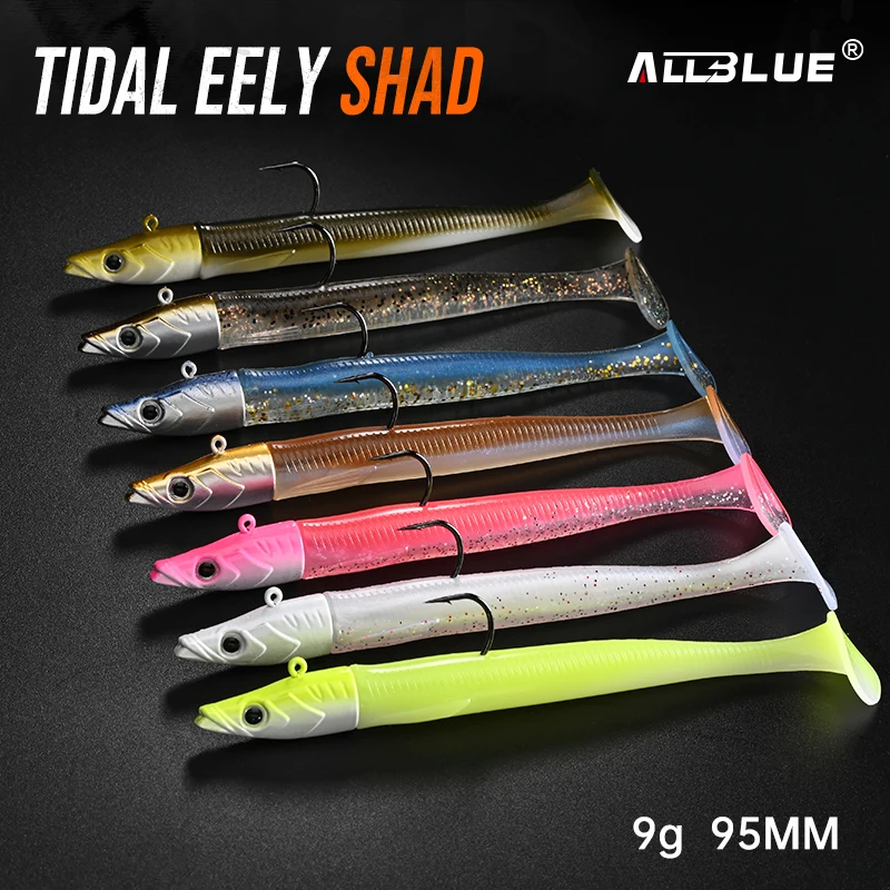 ALLBLUE Tidal Eely Shad señuelo vinilo con jig head para mar - imagen 4