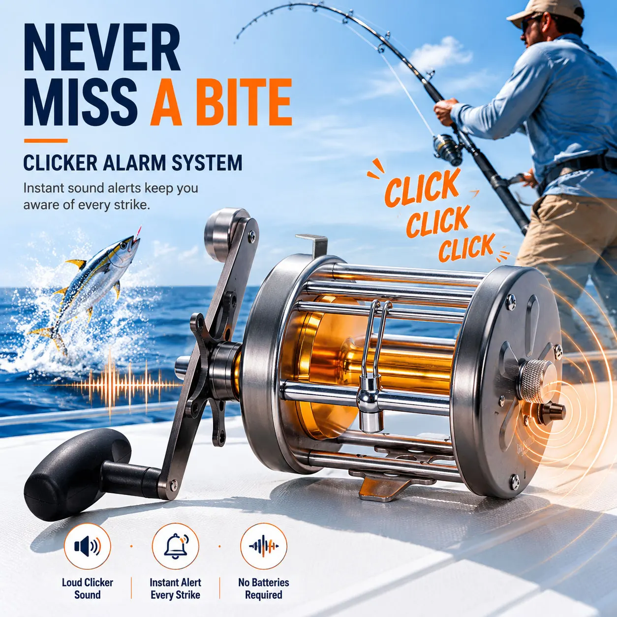 Detalle del carrete apto para trolling y jigging