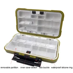 Caja de aparejos impermeable doble cara para pesca con mosca