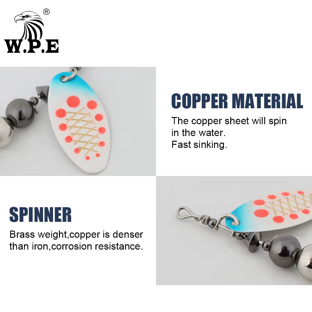 W.P.E Spinner Señuelo Cuchara 6-11g – Anzuelo Triple para Lubina - imagen 5