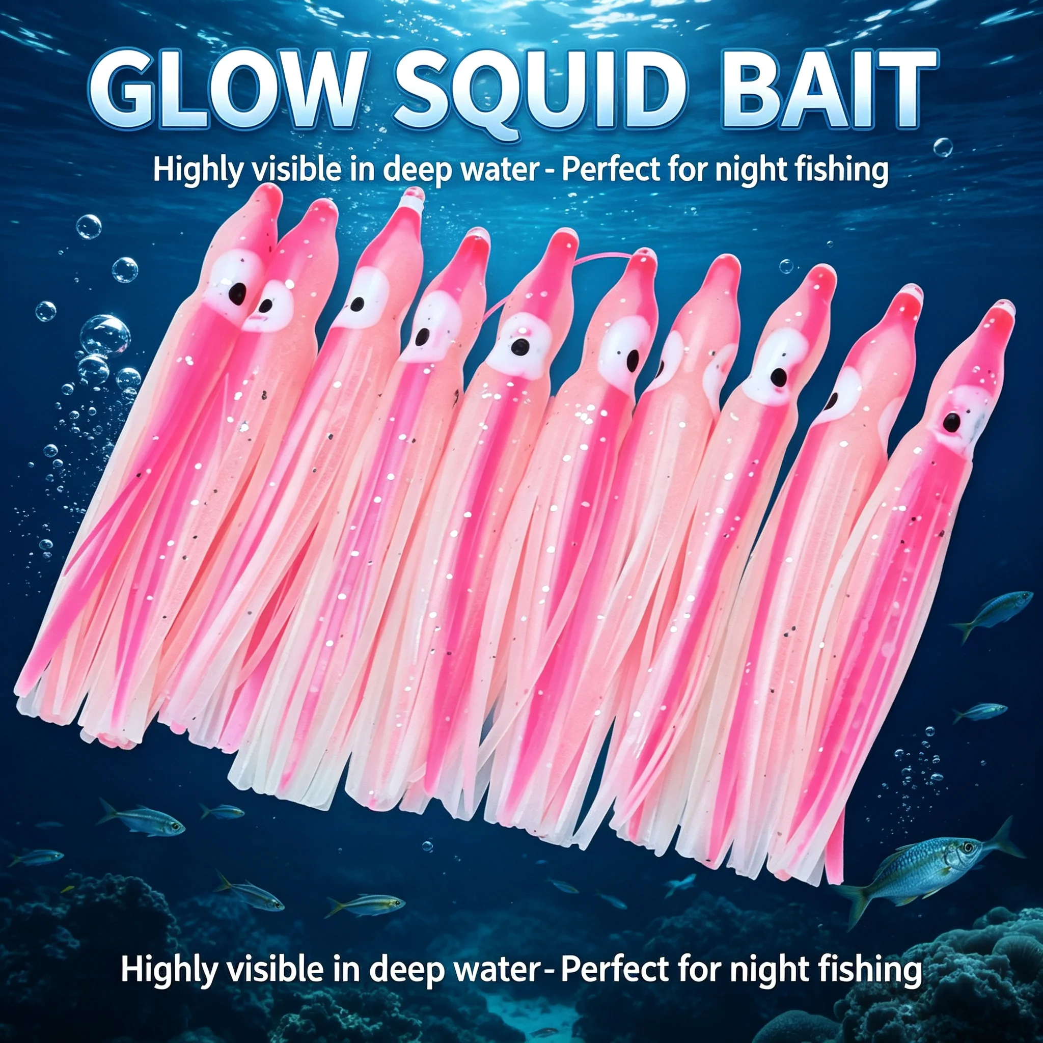 Señuelos de calamar de silicona luminosos para pesca en agua salada - imagen 3