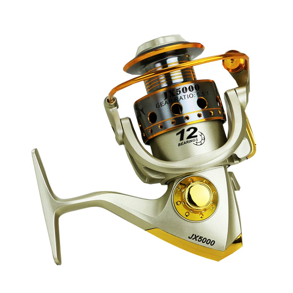 Carrete de metal y asa plegable