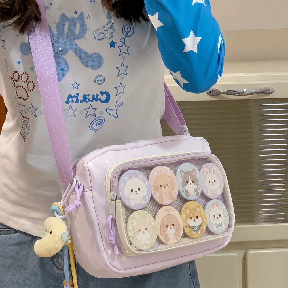 Bolsa bandolera transparente con patrón estrella y divisor - imagen 2