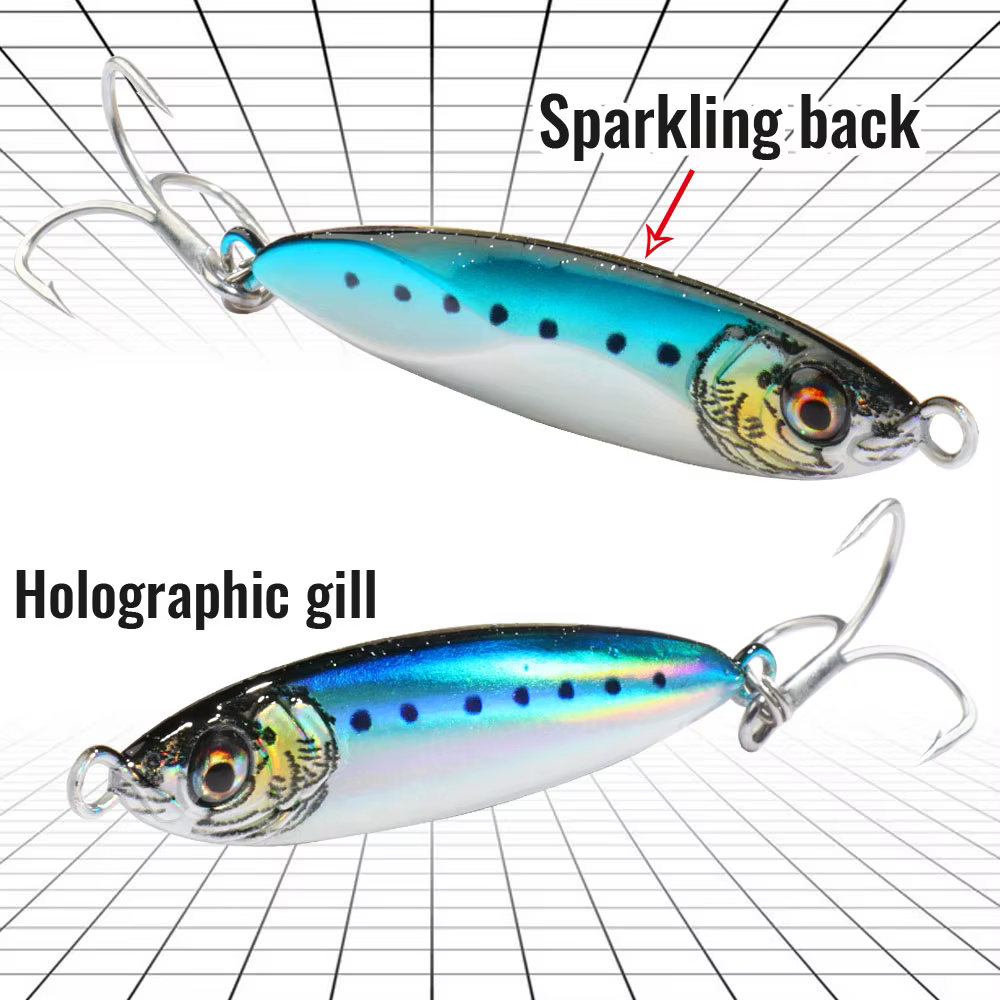 Cuchara giratoria metálica con ojo 3D y láser – Anzuelo swimbait incluido - imagen 2